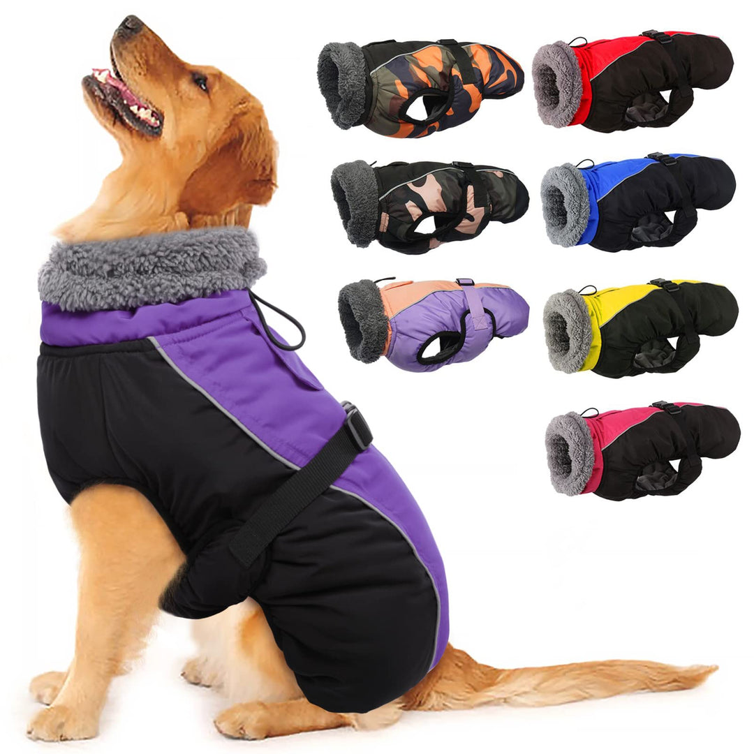 IECOii Hundemantel Winter,Warme Fleece Rollkragen Hundejacke,Wasserdicht Winterjacken Wintermäntel f