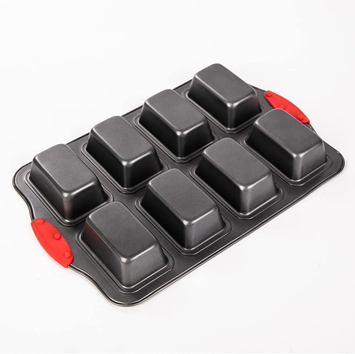 Mini-Kastenform mit 8 Mulden, nicht vorrätig mit Silikongriff, Mini-Brotlaib-Backform, Mini-Brownie-