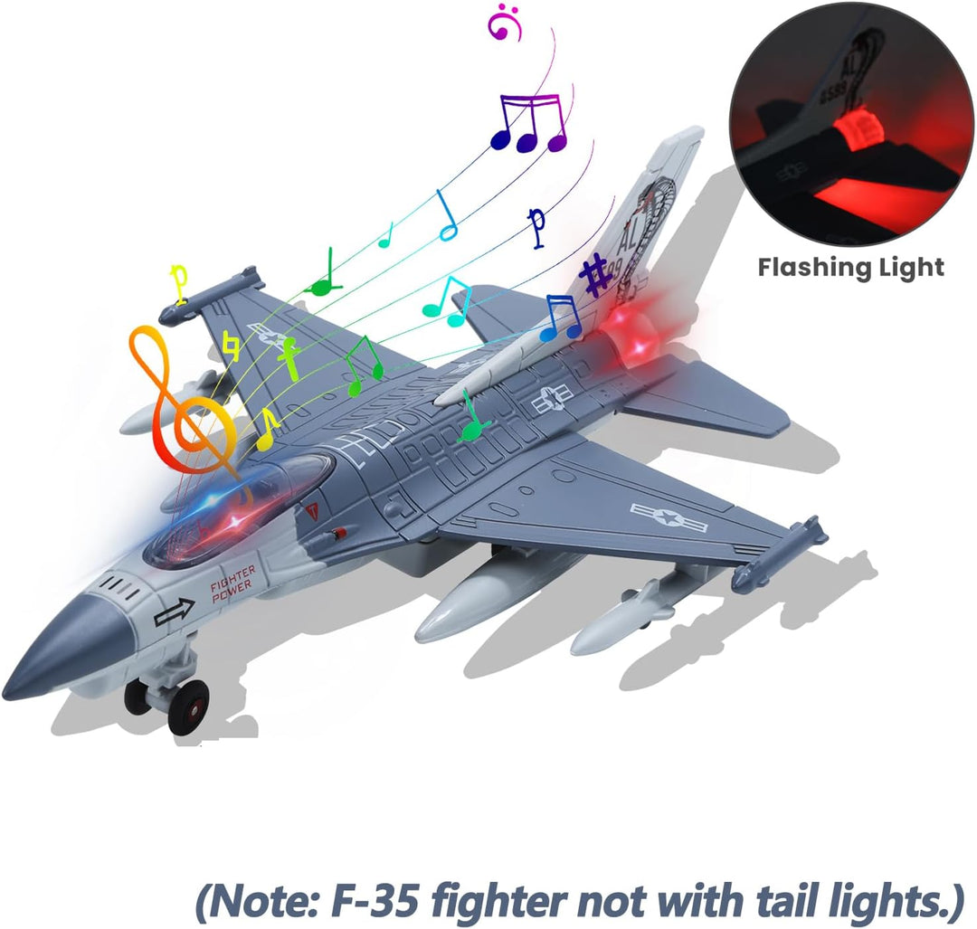 HOLYFUN 2 Packungen Spielzeug Flugzeug für Jungen mit Sound & Licht, Fighter Jet Plane Model Toys, P