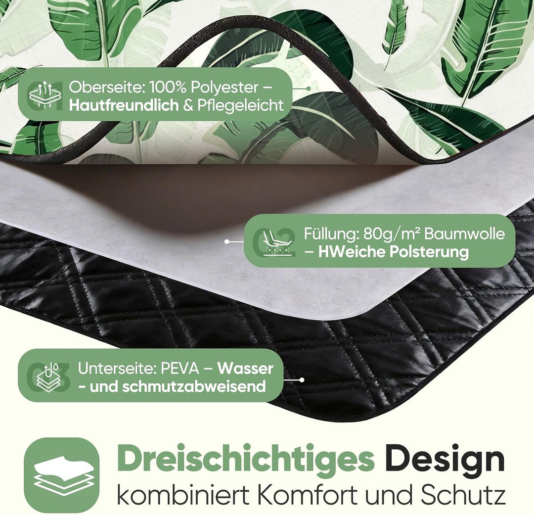 Sekey Picknickdecke Wasserdicht 200x200 cm, Stranddecke Sandfrei | Gepolstert, Dreischichtige Strukt
