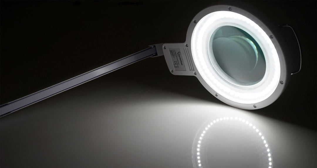 Showlite LL-6085D LED Lupenleuchte 8W 5 Dioptrien (Lupenlampe, 12,5 cm Linse, 60 SMD LEDs, 2,25-fach