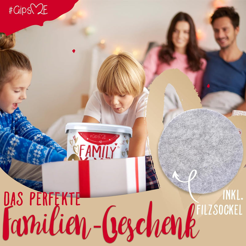 GipsME XXL 3D Handabdruck Set Familie Gipsabdruck für 4 Hände + Sockel Made in Germany - Premium Fam