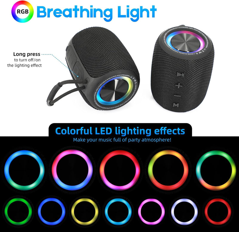 SENXINGYAN Bluetooth Lautsprecher 20W, Bluetooth Box, LED Musikbox Wasserdicht IPX6, 360° HD Stereo