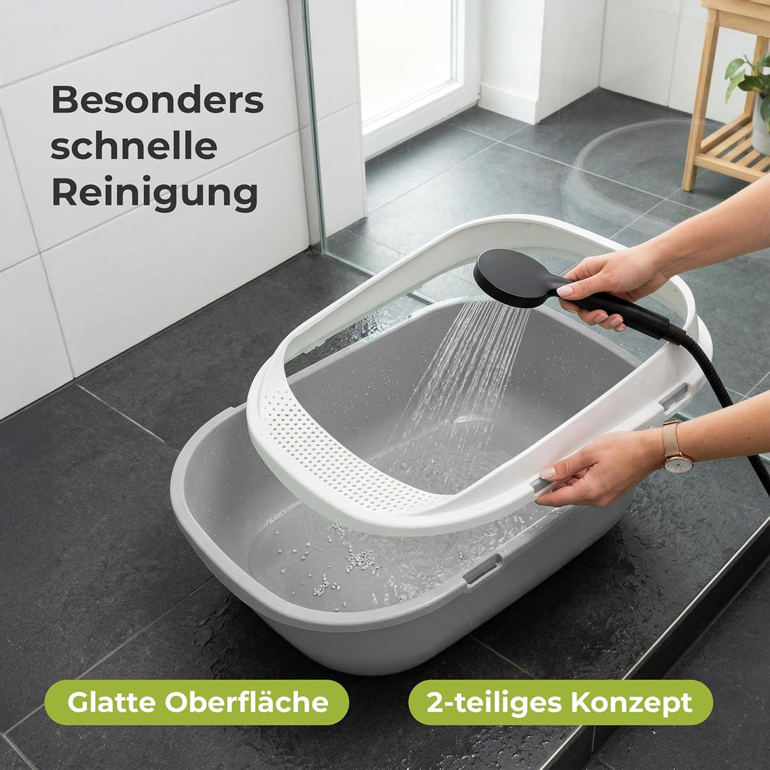 Katzentoilette XXL Jumbo Schale 65 cm graubeige inkl. Schaufel, graubeige
