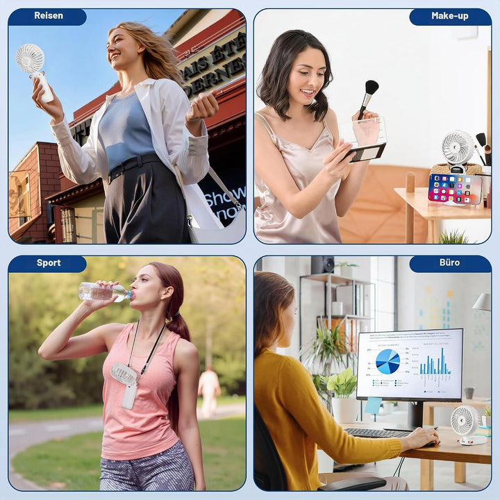 Kssvzz Handventilator Akku Aufladbar mit Wasserkühlung USB 5 Stufen Weiss | Tragbarer Mini-Ventilato
