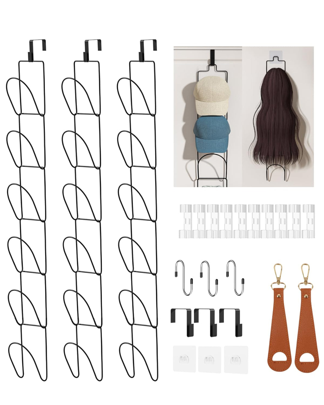 LINFIDITE Cap Halter Tür Hut Racks, Baseball Cap Halterung Schrank hängende Einstellbare Huthalter,f