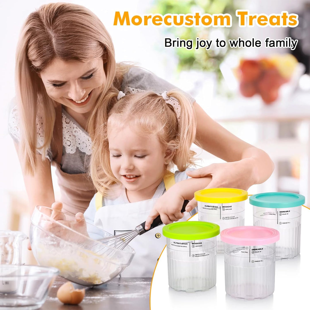 Behälter für Ninja Creami Deluxe - 4er Set Kompatibel mit NC501, NC500 EU Serie Ninja Eismaschine Cr