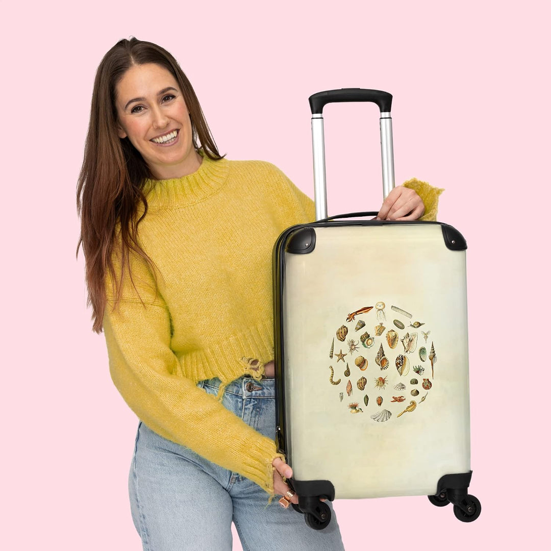 NoBoringSuitcases.com® Koffer Handgepäck Trolley Rollkoffer Kleine Reisekoffer mit 4 Rollen - Vintag