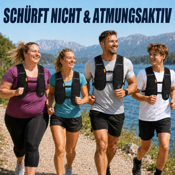 Laufweste Damen mit 500ml Trinkflasche/2L Trinkblase, Leichter Trinkrucksack Laufen Herren 6L, Runin