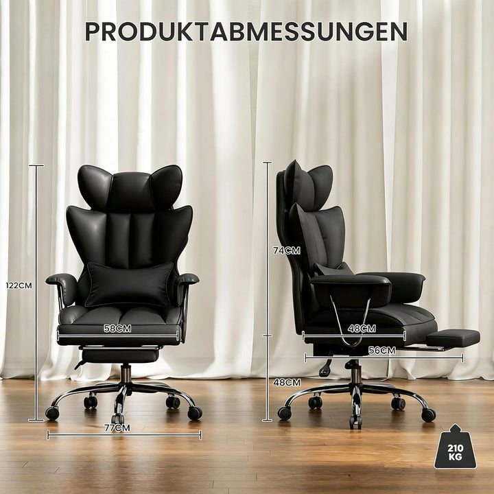 2026 Upgrade Bürostuhl Chefsessel bis 210kg, Ergonomischer Schreibtischstuhl, Lendenwirbelstütze und