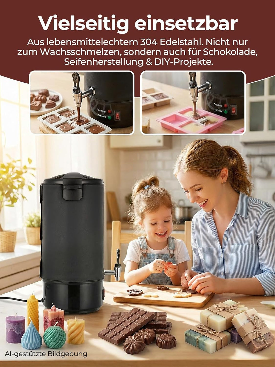 FOHERE Wachsschmelztopf, Kerzen Selber Machen Set, 1520W Edelstahl Kerzenherstellung Kit Komplettset