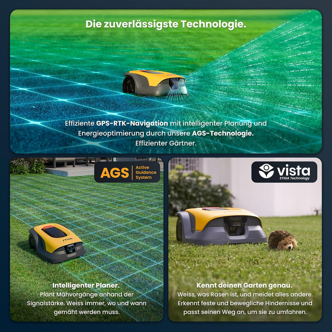 STIGA A 25v a Rasenmähroboter, 25,2 V, 18 cm – KI-integrierte Kamera, App-Steuerung, Anpassbare Mähm