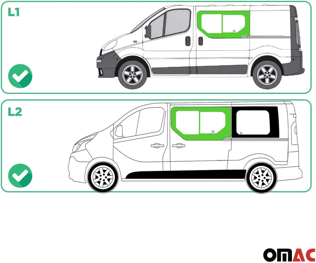 Schiebefenster Seitenfenster Auto Fenster kompatibel mit Opel Vivaro 2001-2014 Links L1 L2 | Auto Sc