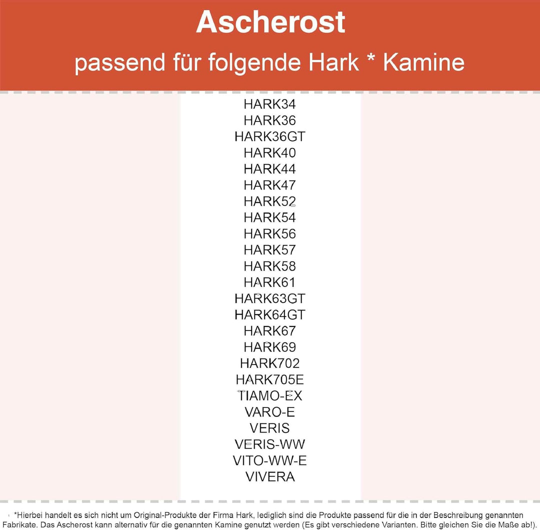 Kaminrost - Passend für Hark Kaminöfen inkl. Modellübersicht - Ascherost Kamin aus massivem Stahl -