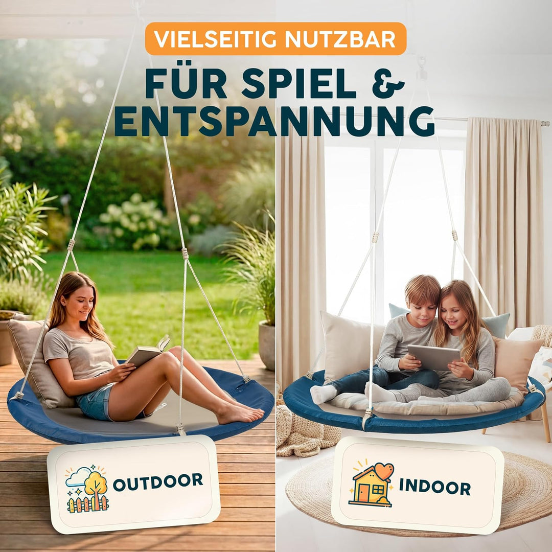 Nestschaukel Outdoor - [inkl. Abdeckhaube] - TÜV/GS geprüft - Höhenverstellbare Schaukel Outdoor und