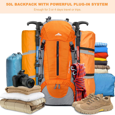Loowoko Wanderrucksack 50L mit Regenschutz, Camping Rucksack Trekking Tasche für Outdoor, Männer & F