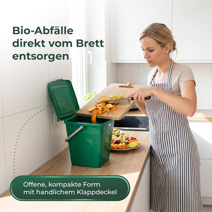 Novaliv Biomülleimer Küche 7L 3er-Set mit Klappdeckel & Tragegriff, Komposteimer stapelbar, BPA-frei