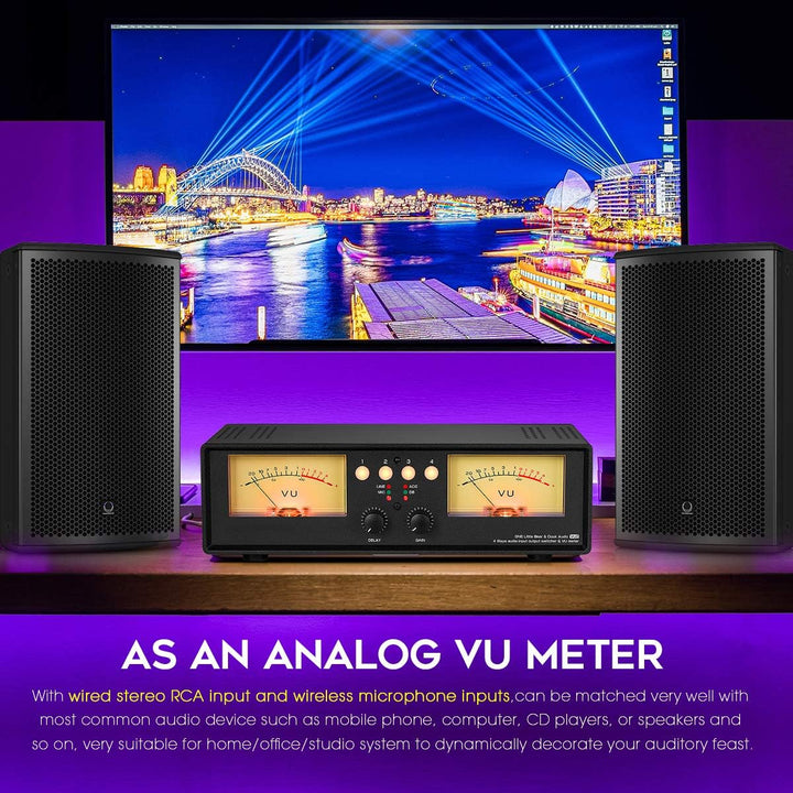 Dual VU-Meter Schallpegelanzeige Sound Level Display Audio Splitter/Switcher Box (Light), Light