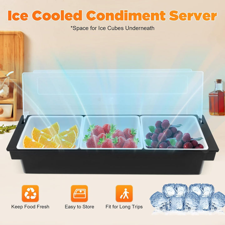 3 oder 5 Einsätzen Zutatenbehälter Topping Behälter, Zutatenbox Cocktail Obst Behälter, für Obst Sna