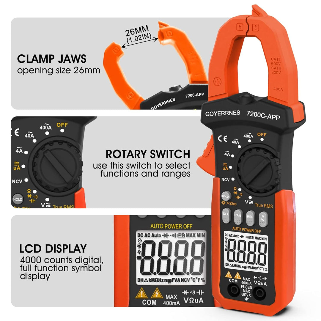 Digitales Zangenmessgerät Multimeter, GR-7200C-APP strommesszange Pinza Amperometrica Digitale AC DC