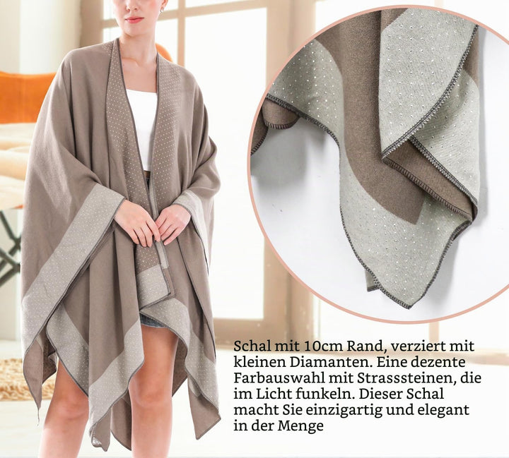 Shmily Girl Damen Poncho Habe Gestrickt Überdimensionalen Decke Kap-Schal Hot Diamond Beige, Hot Dia