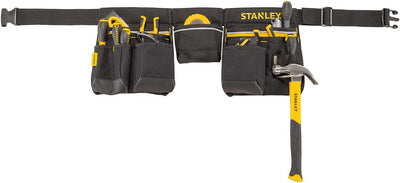 Stanley Werkzeuggürtel verstellbar mit Nageltaschen, Bandmasstasche, Hammerhalter und zahlreichen Be