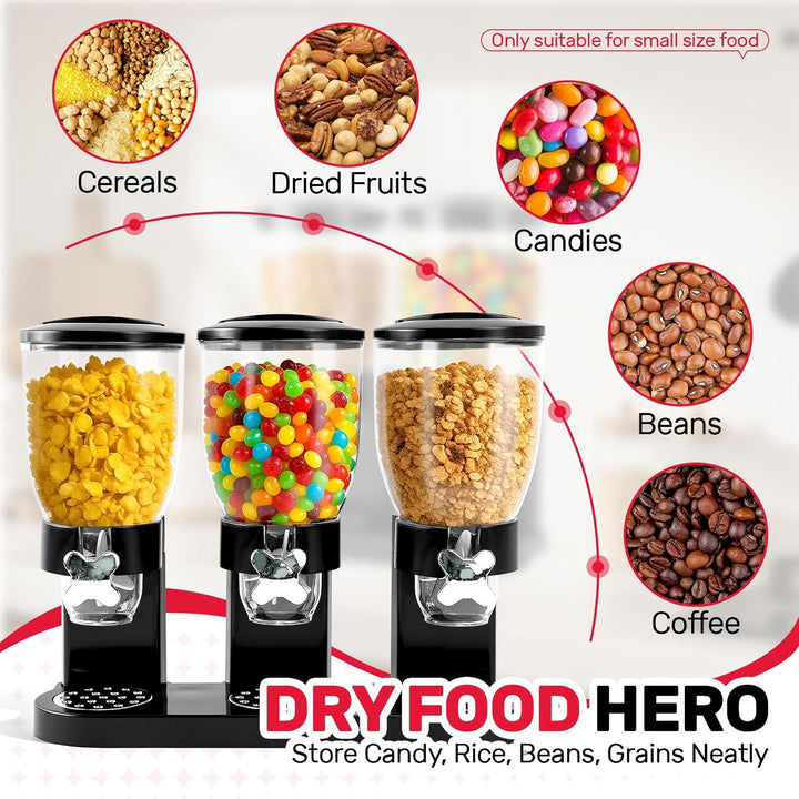 Sinceroduct Cereal Dispenser Countertop 2L, Dreifacher Müsli Verteiler für die Arbeitsplatte, Müslis