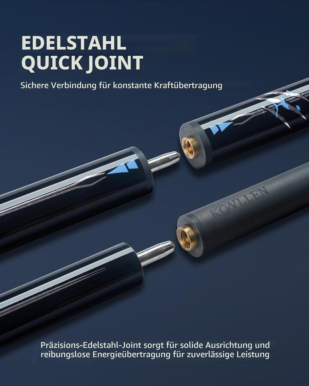 KONLLEN Break&amp;Jump Queuestab aus Kohlefaser-Technologie, 3-teilig, 12,9 mm Spitze Break Jump Queue B
