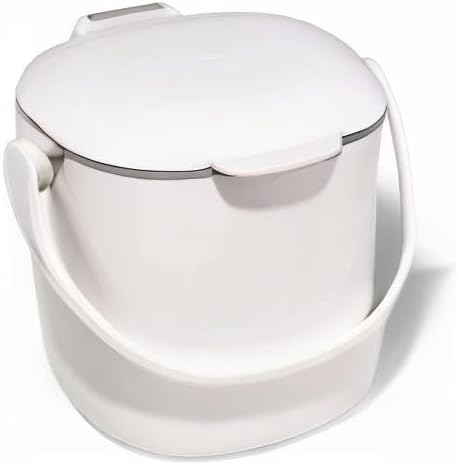 OXO Good Grips Komposteimer weiss – geruchsdichter Abfalleimer für die Küche – 2,8 l 2.8L Weiss, 2.8
