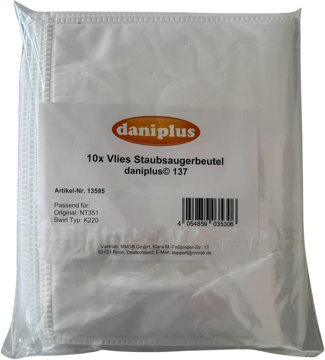 daniplus 137/10 Vlies Staubsaugerbeutel passend für Kärcher NT 351, NT351 eco
