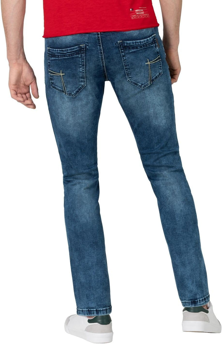 Timezone Herren Jeans Slim EDUARDOTZ Mid Waist - Slim Fit - Blau W29-W40 Stretch 30W / 32L Blau (Whi
