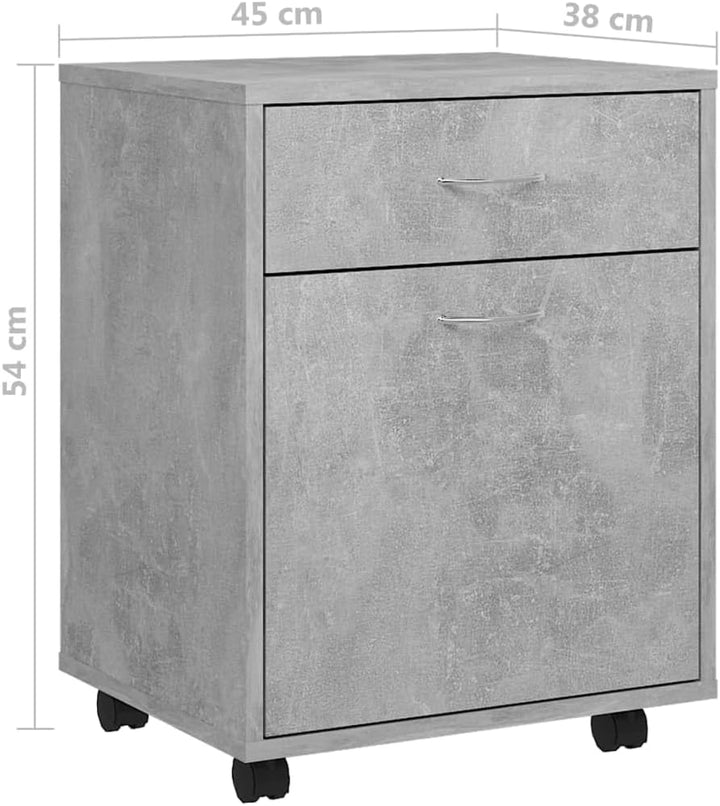 Mobiler Aktenschrank Lagerschrank aus Holzwerkstoff Beistellschrank mit Rollen für Wohnzimmer Schlaf