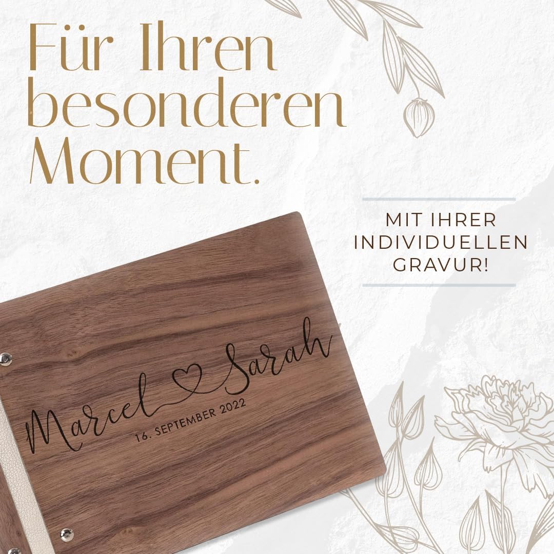 Hochzeitideal – Personalisierbares Gästebuch Hochzeit Mischa mit 40 Seiten I Hochzeit Gästebuch aus