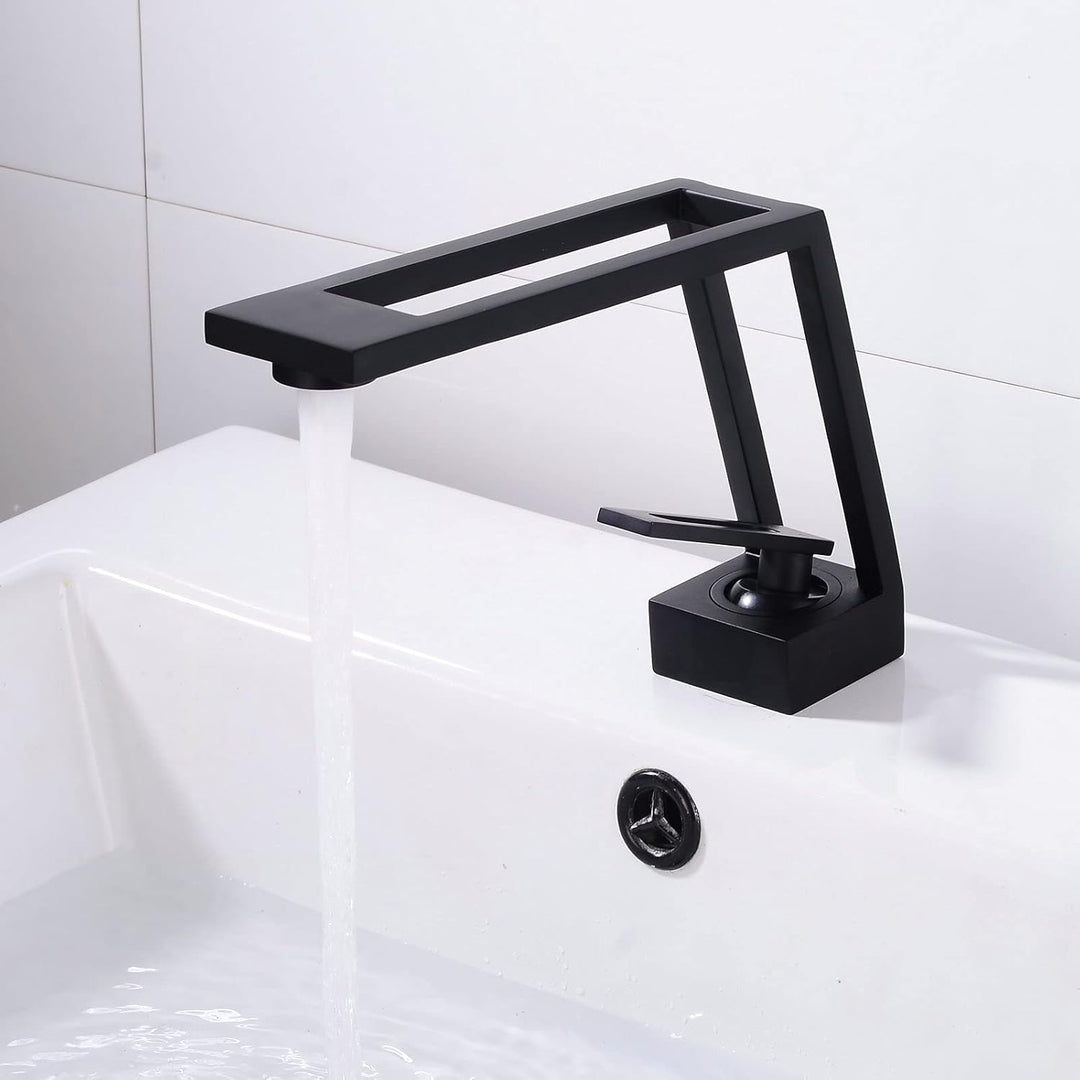 SHUNLI Badarmatur Schwarz Waschtischarmatur, Modern Wasserhahn Bad Mischbatterie, Badezimmer Armatur