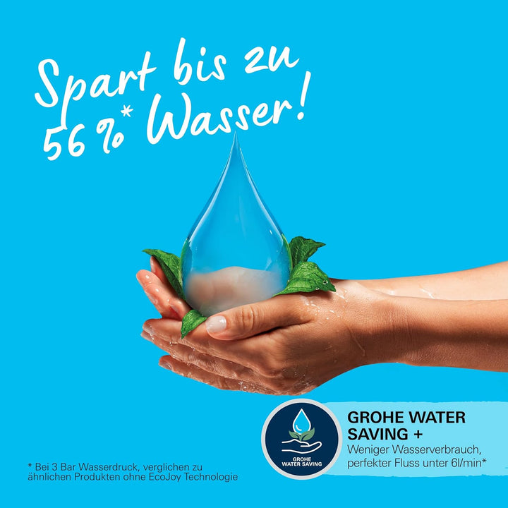 Grohe Vitalio 110 extra wassersparend-6l pro Min (2 Strahlarten, Brausestange 90cm, Kleben oder Bohr