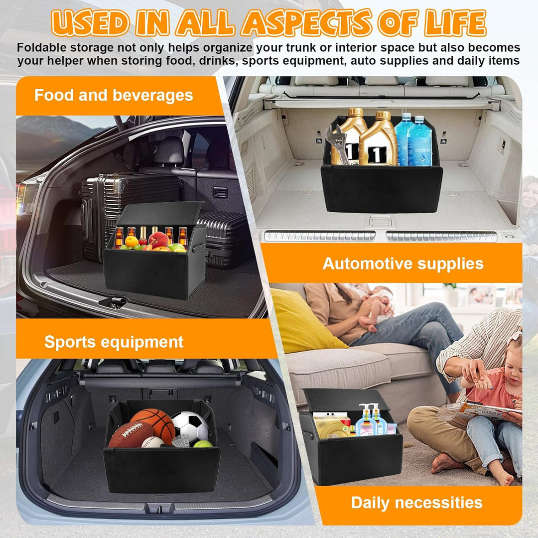 Faltbarer Kofferraum Organizer Auto Kofferraumtasche mit Magnetisch Deckel PU Faltbox Auto Zubehör I