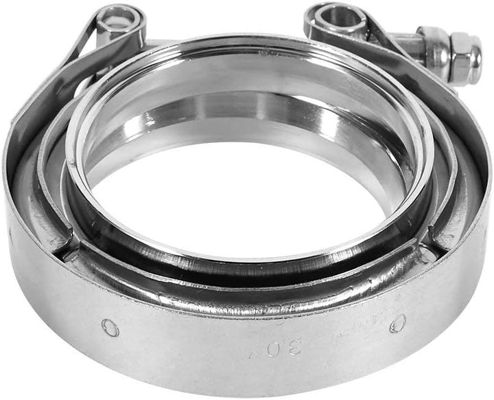 Qiilu V Band Flansch, 3 Zoll Edelstahl V Band Klemme mit 2 Flansch Kit Turbo Auspuff Down Pipe