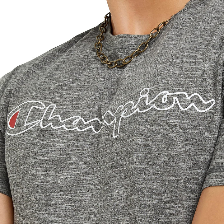 Champion Herren MVP Mesh Logo Graphic Tee Feuchtigkeitsableitendes T-Shirt S Railroad Grey Heather O