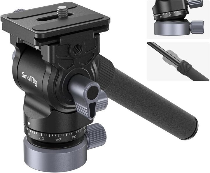 SMALLRIG Stativ Fluid Videokopf Video Head Mount Plate CH20 mit Schnellwechselplatte für Arca Swiss，