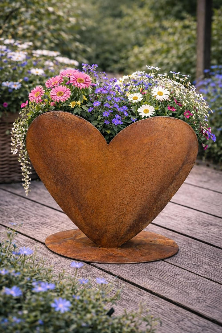 Metall Pflanzenherz Liebe Herz Pflanzentopf Gartendeko Herz Rost 40x40cm Garten Pflanzherz edel zeit