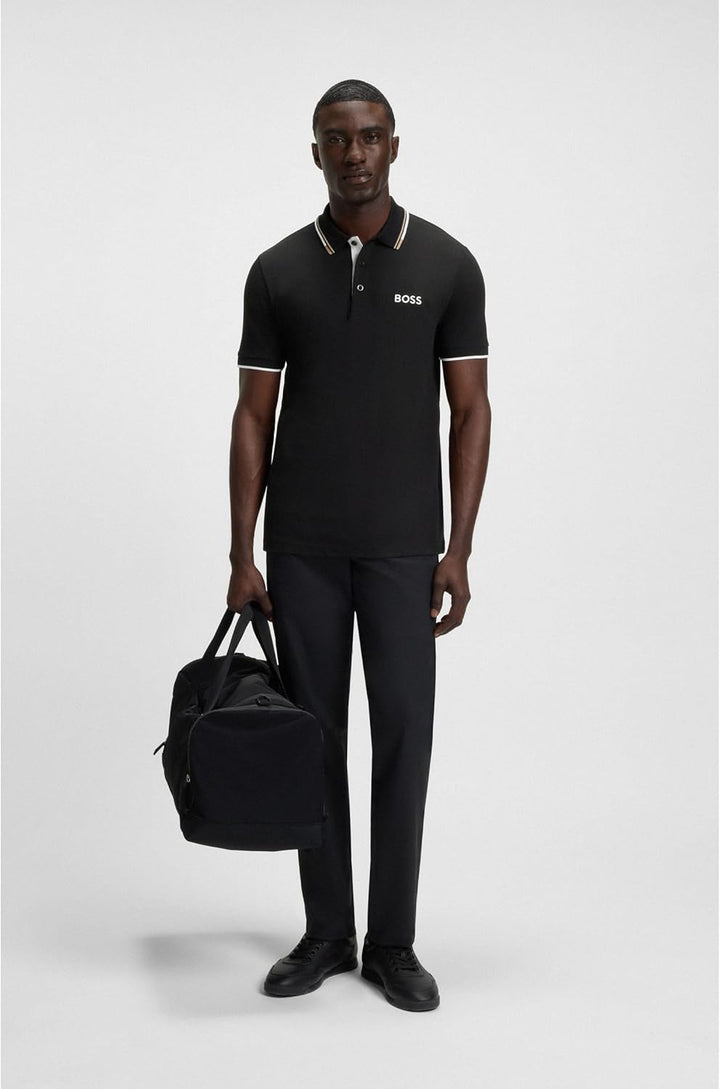 BOSS Herren Paddy Pro Poloshirt aus Baumwoll-Mix mit Kontrast-Details XS Black2, XS Black2