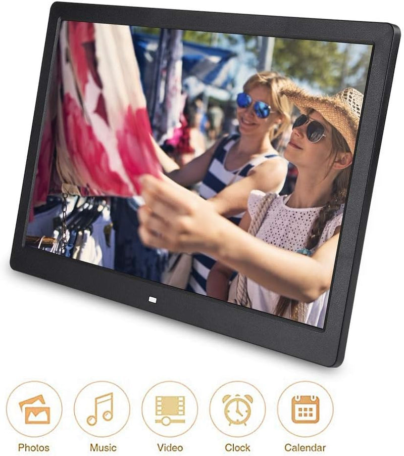 Digitaler Bilderrahmen,15,4 Zoll 1280x800HD Digital Photo Bilderrahmen Wecker Player Album Fernbedie