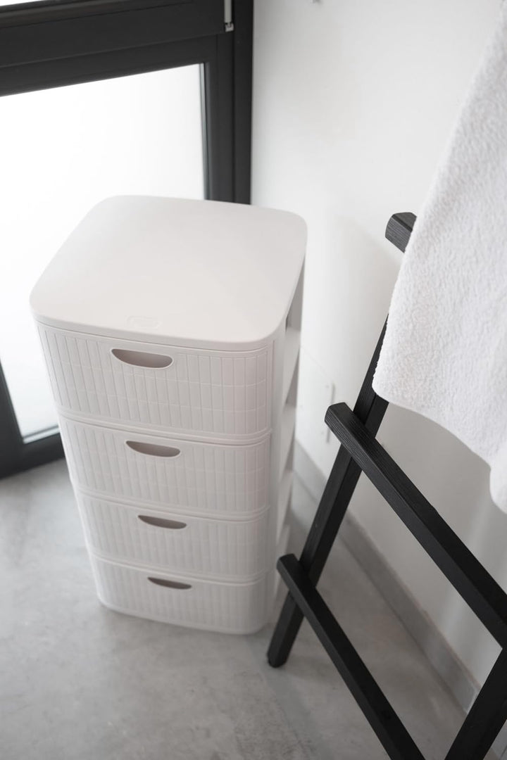 Kreher® XL Rollbarer Schubladenschrank Rollcontainer Nischenschrank aus Kunststoff in Rillen-Optik m