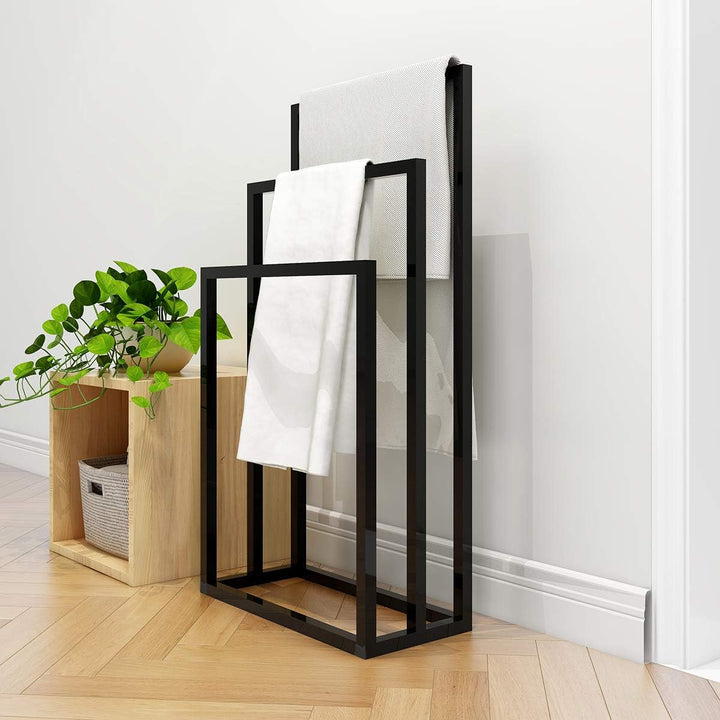 Towel Rack Metall Handtuchregal, 3 Stangen, Multifunktionaler Stehbügel freistehendes Trockenregal,