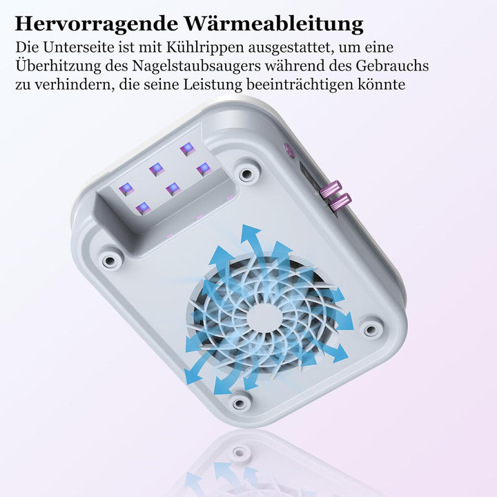 3-in-1 Staubabsaugung für Nägel mit elektrischer Nagelfeile und UV-LED Nagellampe: Einstellbarer Nag