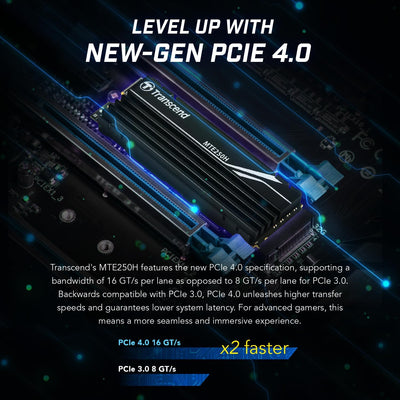 Transcend MTE250H - SSD - 1 TB - intern - M.2 2280 - PCIe 4.0 x4 (NVMe) - integrierter Kühlkörper 1T