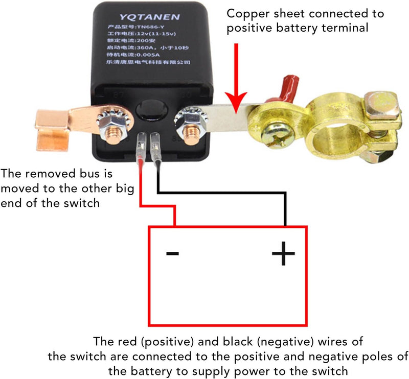 Batterieferntrennschalter, Notausschalter für Auto mit Fernbedienung DC12V 120A-200A, Batterieentlad