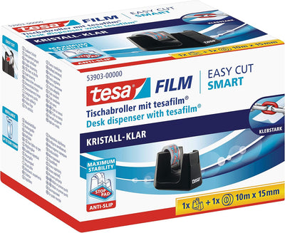 tesa Paketband-Abroller und tesapack Paketbänder im Set - Transparent - 66m x 50mm & Easy Cut SMART