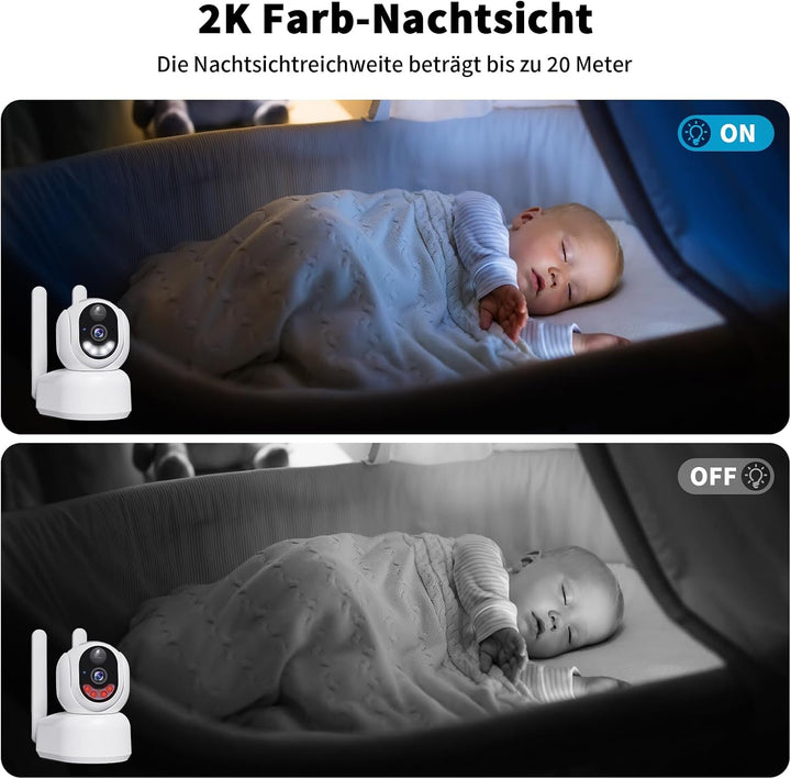 4G LTE Überwachungskamera Innen Akku mit SIM Karte, 2K PTZ Haustierkamera Ohne WLAN Indoor mit Wiede