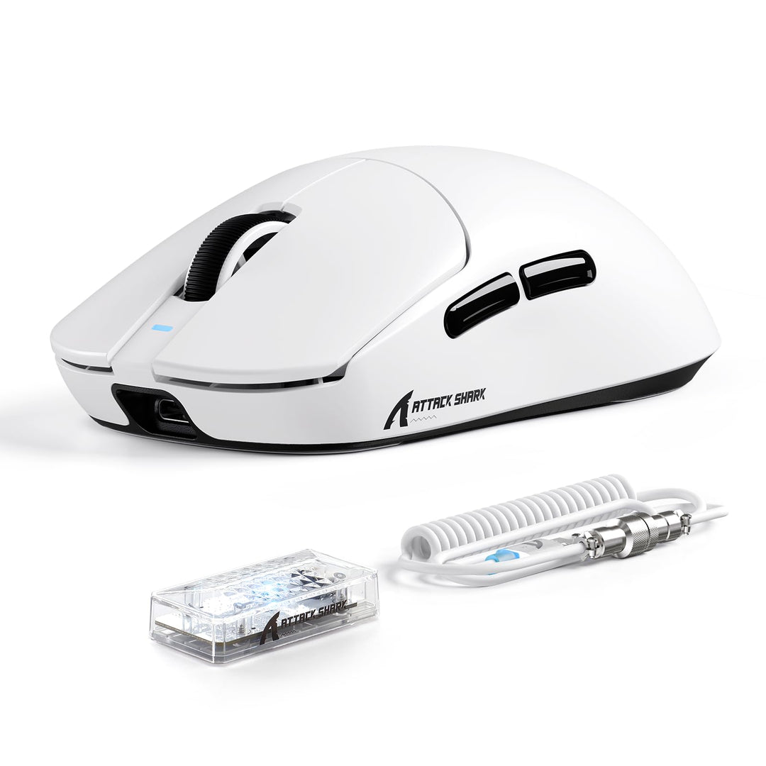 ATTACK SHARK X8 Serie Kabellose Gaming-Maus, 55–65 g Superleicht, PixArt PAW3395/3950 Sensor, BT/2.4